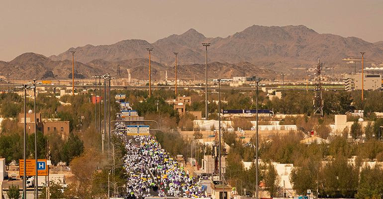 Departing from Minaa after just two days of stoning the jamaraat
