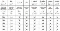 Set of 9 important Arabic Verb Charts